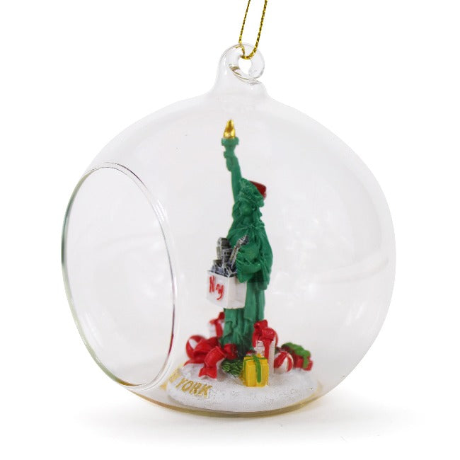 Glass Globe Statue of Liberty Christmas Ornament (3 Sizes)