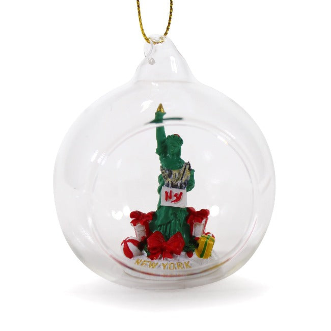 Glass Globe Statue of Liberty Christmas Ornament (3 Sizes)