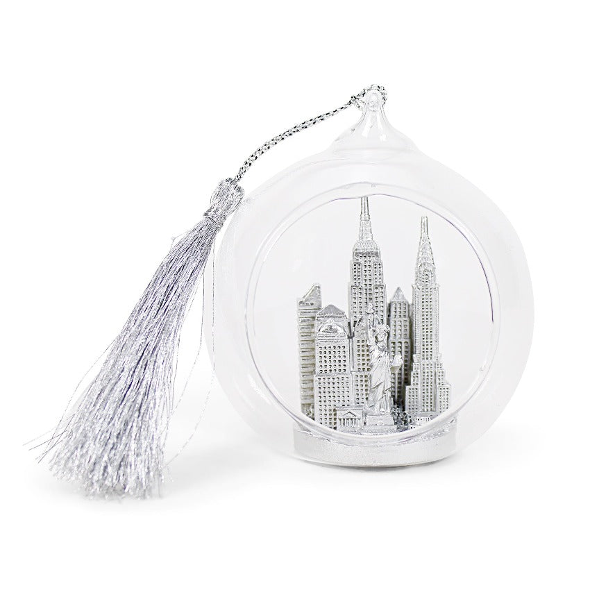 Ornate Glass Sphere New York Monuments Christmas Ornament (3 sizes)