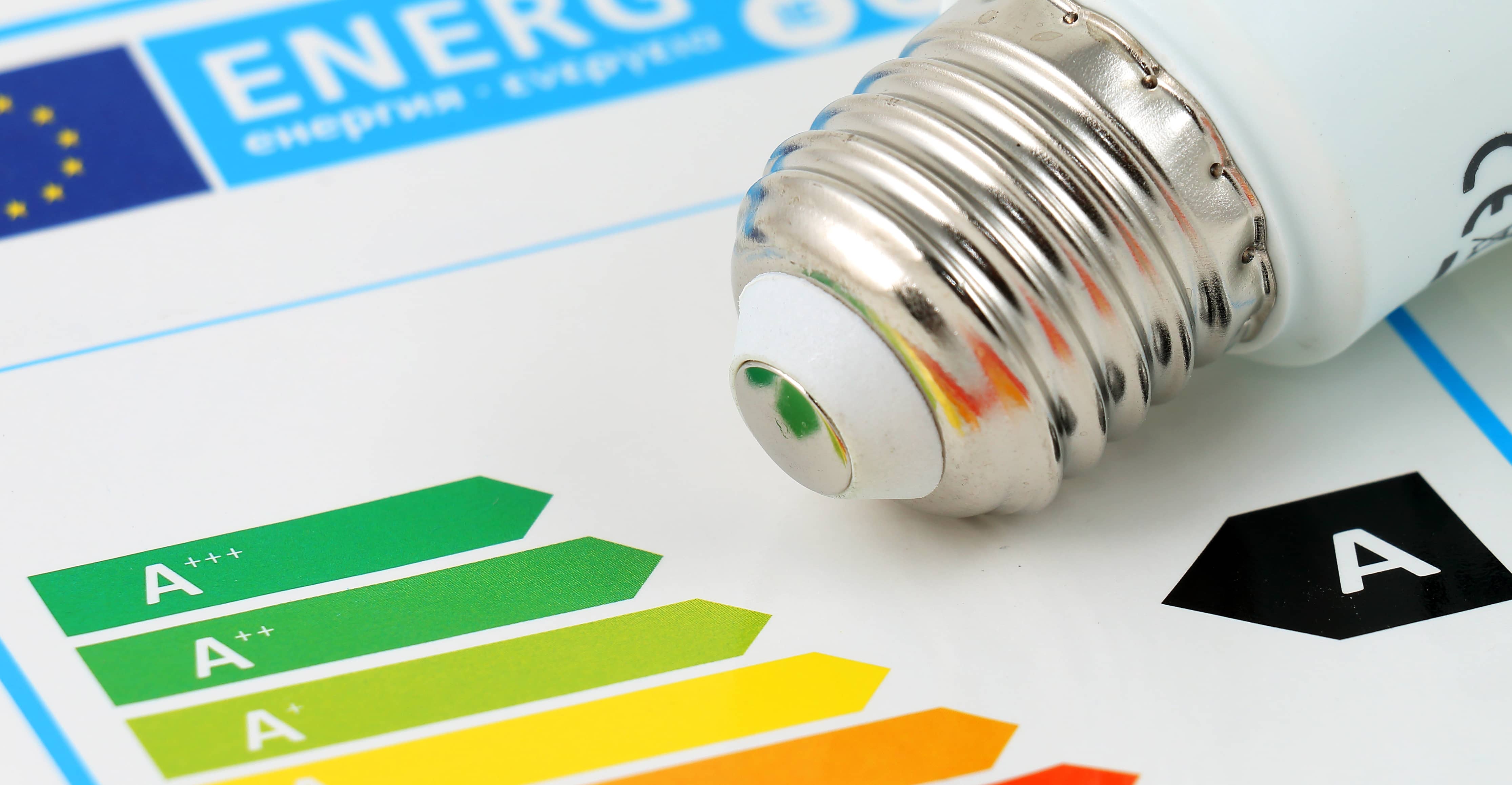 LED bulb on an energy efficiency certificate