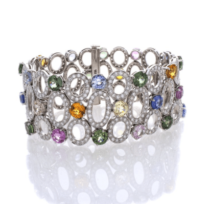 William Levine bracelet featuring multicolor sapphires and micropave geometric links