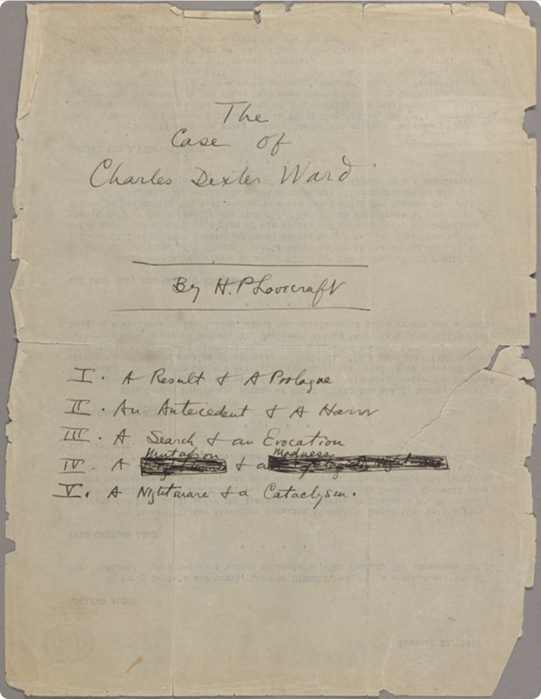 Primera página del manuscrito de El caso de Charles Dexter Ward - Wikimedia