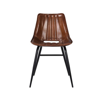 Stylish dining chair in olive leather | Set of |