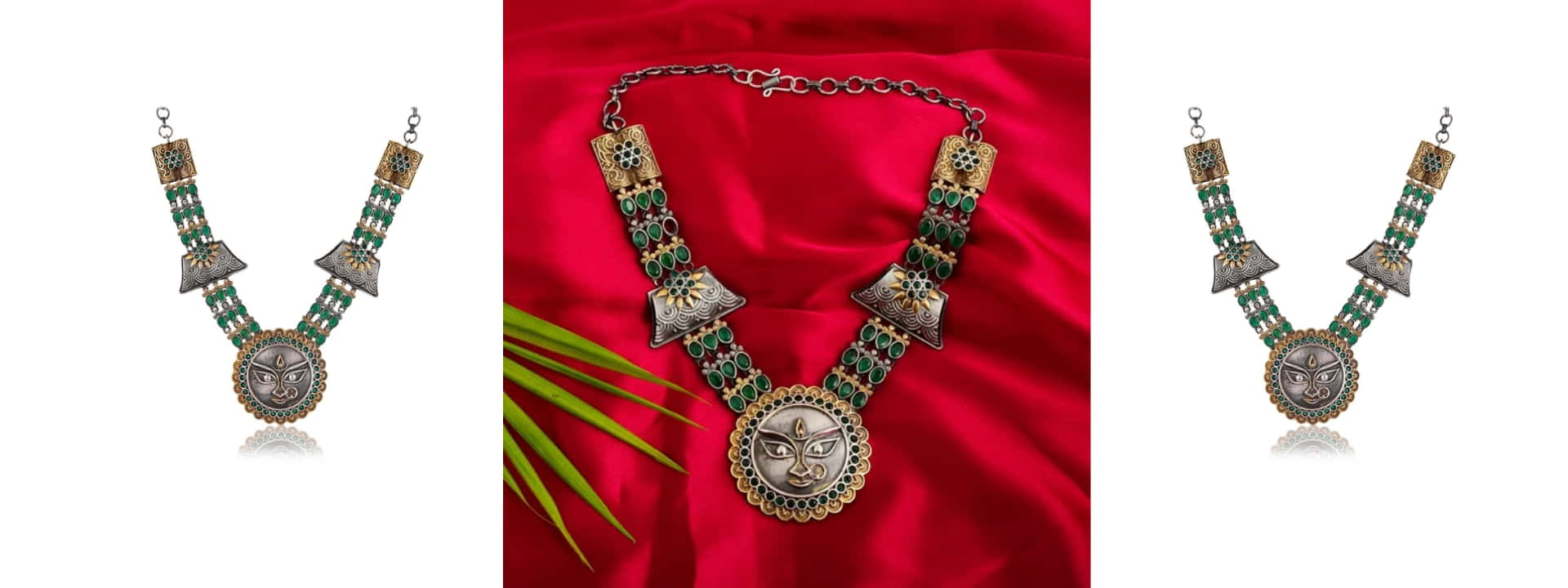 Dual Tone Sun Shape Necklace | Viraasi