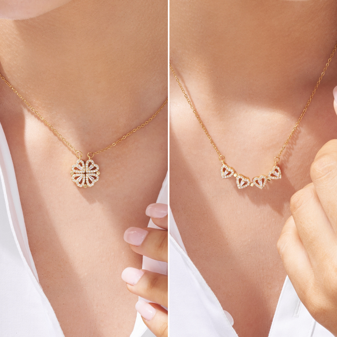 Four Hearts Clover Rose Gold Necklace Clover Necklace Clover 