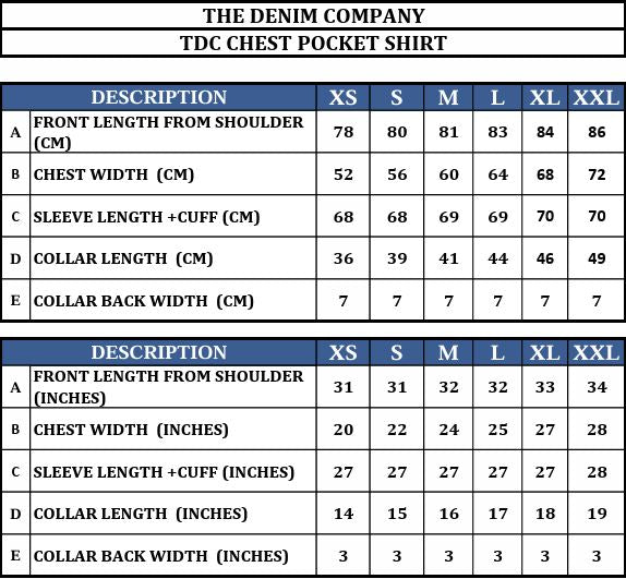 Denim and hot sale company size chart