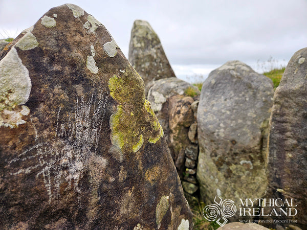 Scratch marks left by a vandal at Cairn S, Loughcrew