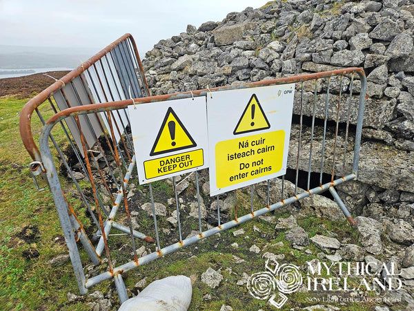 Keep out signs and barriers at Cairn G