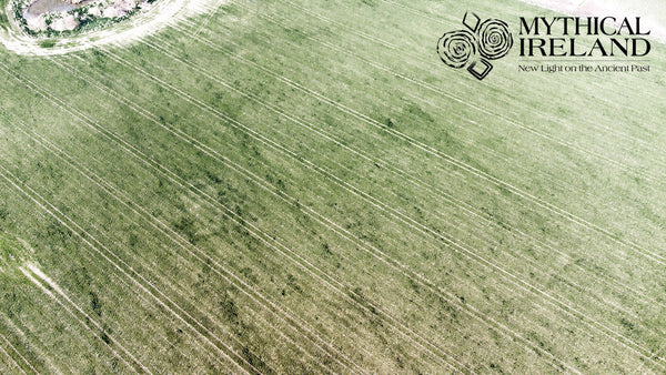 Oblique drone view of Dronehenge at Newgrange Farm