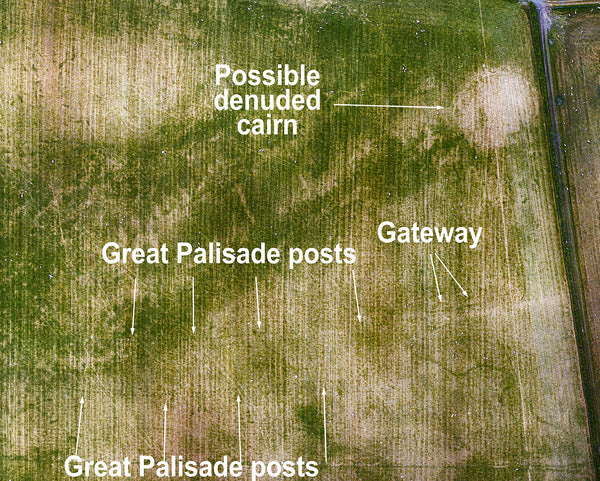 Annotated aerial image of Great Palisade and 'gateway' feature