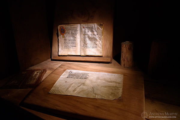 Replica of a manuscript being compiled in a scriptorium