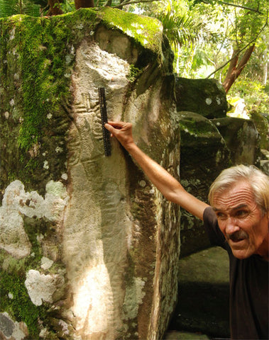 Martin Brennan recording petroglyphs in Alta Vista, Mexico