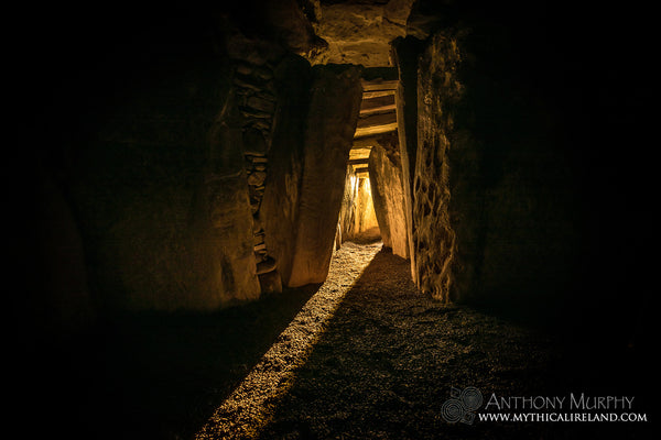 The light beam enters the chamber of Newgrange at solstice