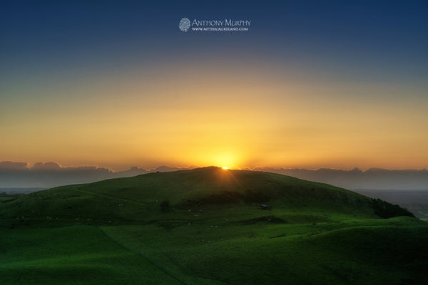 Imbolc and Samhain sunrise from Cairn L, Carn Bawn, Loughcrew, rises out of Carrigbrack