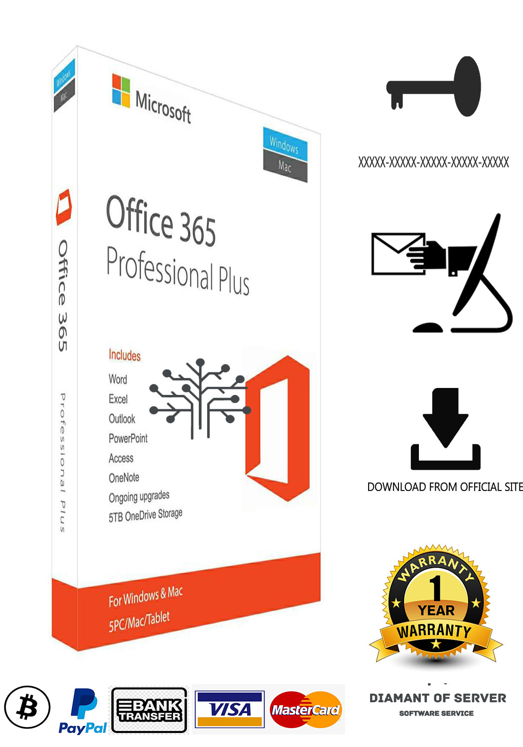 Suscripción Office 365 Personalizada 5 Dispositivos 5 Tb OneDrive Nube –  Diamant Server Software