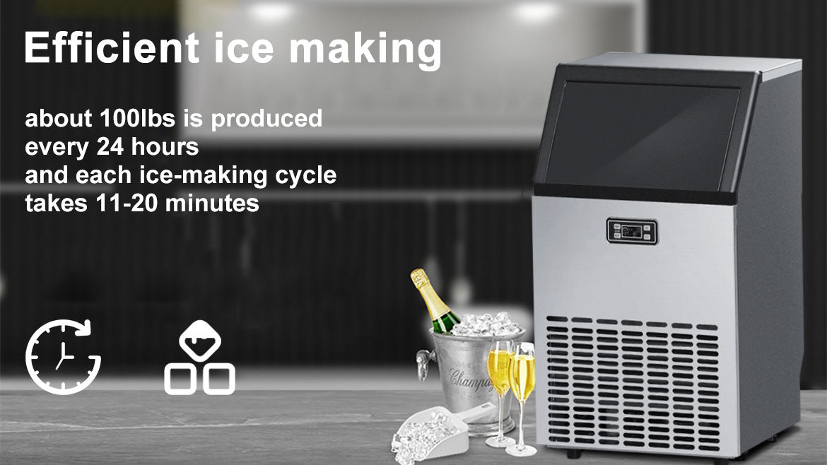 Built-in 100lbs Commercial Ice Maker Stainless Steel Restaurant Ice Cube  Machine