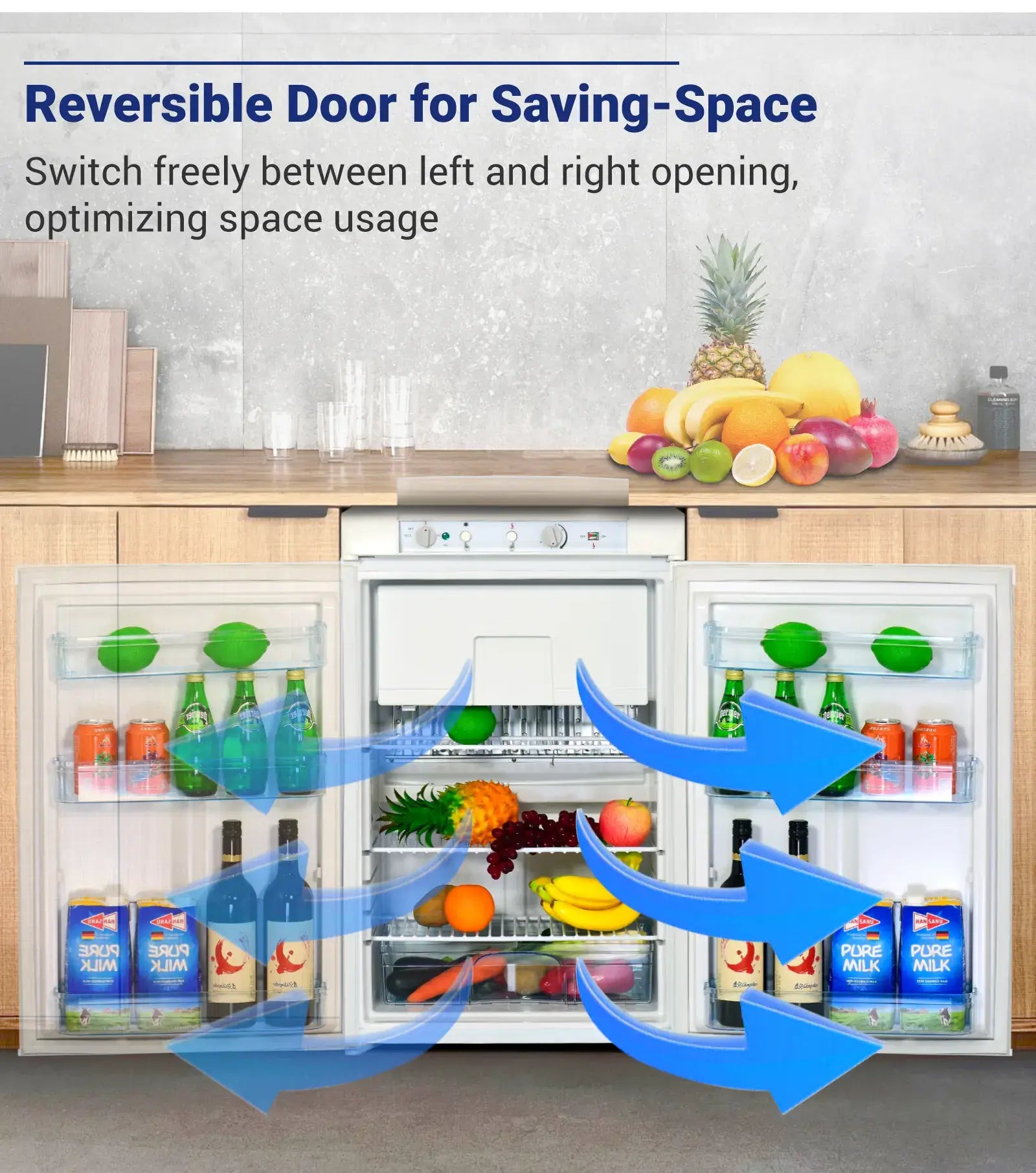 reversible door stainless steel refrigerator