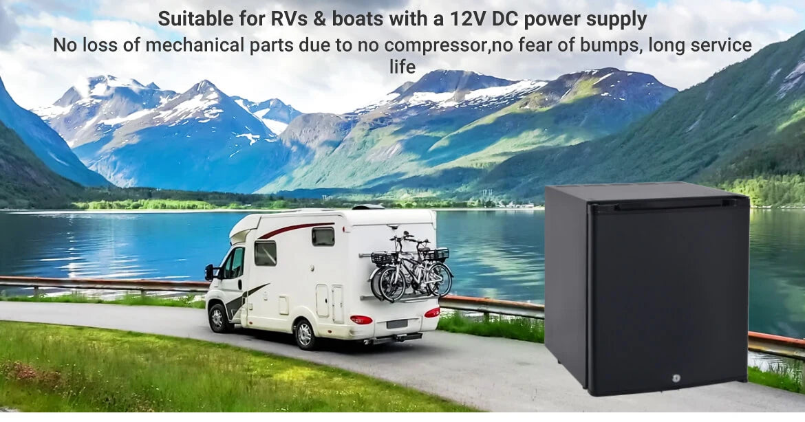 Mini RV Refrigerator 12V Semi Truck Fridge AC DC Compact Silent Cooler 1.7  CU.FT