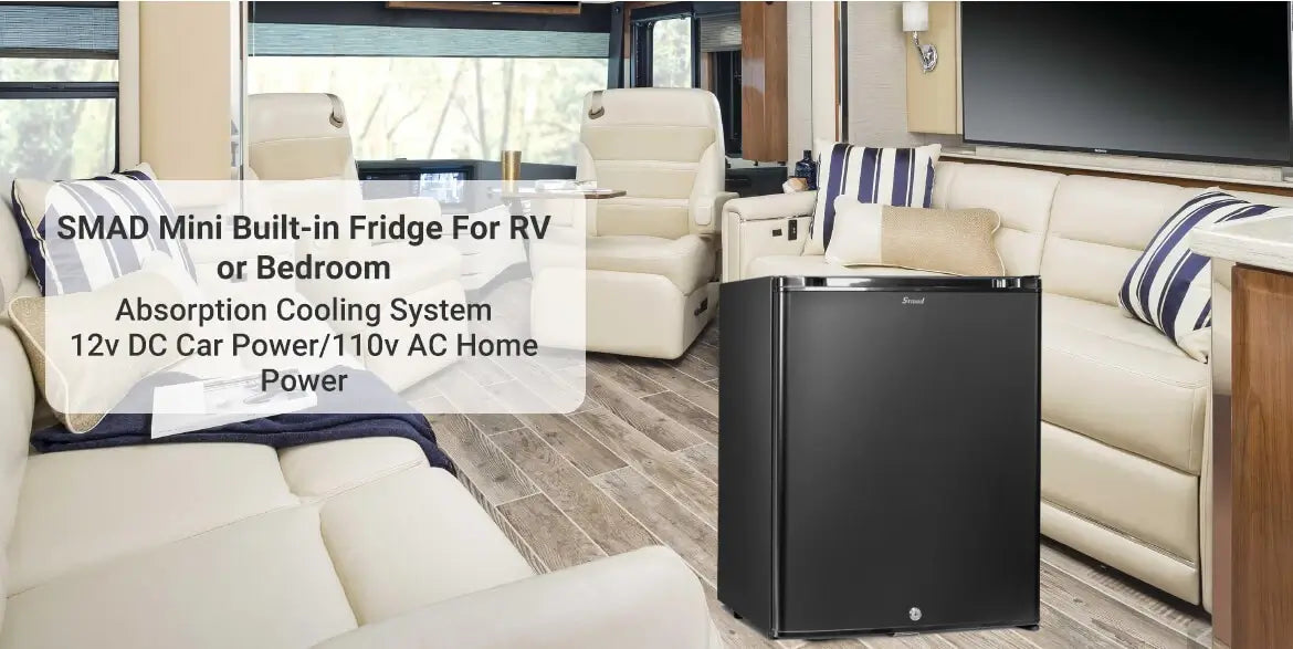 3.5 CU.FT AC DC & GAS Silent Built-in Absorption RV Refrigerator with Freezer Right Hinge Reversible Door