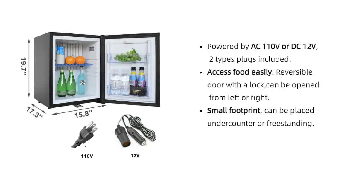 Smad 1.4 Cu ft Camper RV DC 12V Fridge Portable Domestic Vehicle Truck  Refrigerator, Reversible Door 