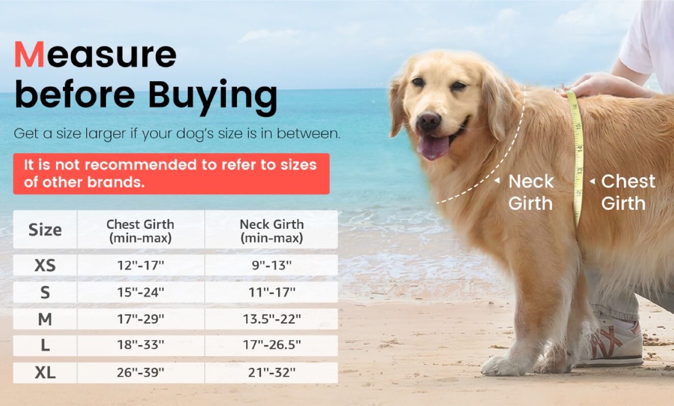pawaii dog harness size chart