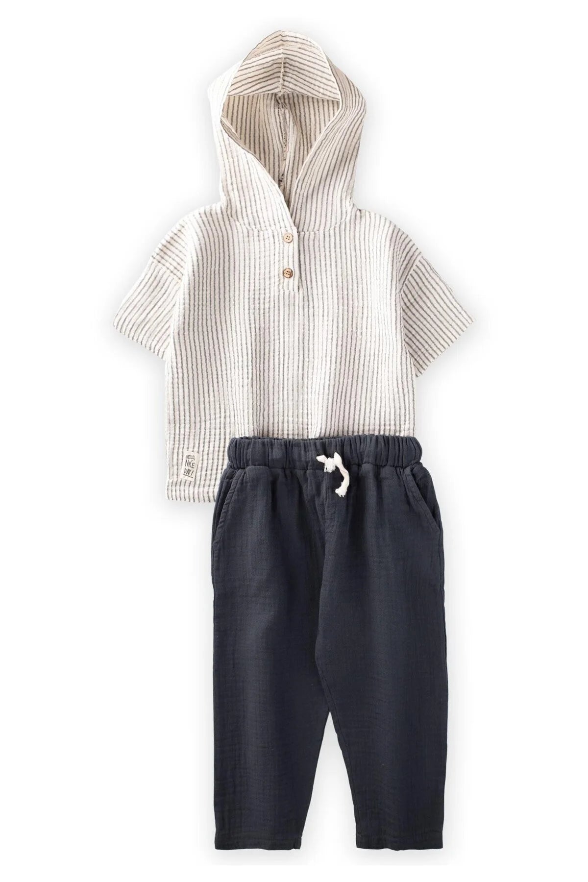 Cigit Boy's Striped Hooded Muslin Sets