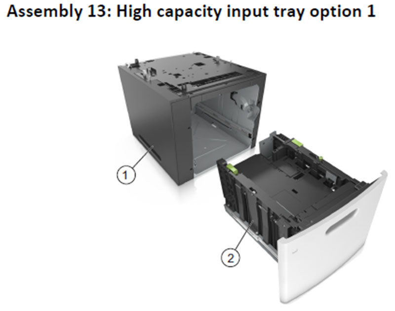 Lexmark MS710, MS711, MS810, MS811, MS812, MS817 high capacity tray parts, drawing 1