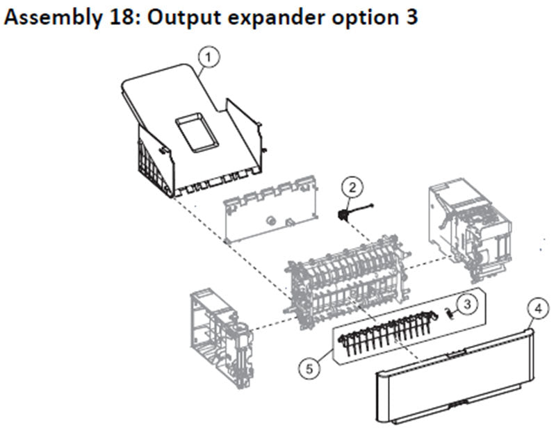 Lexmark MS710, MS711, MS810, MS811, MS812, MS817 output expander, drawing 3