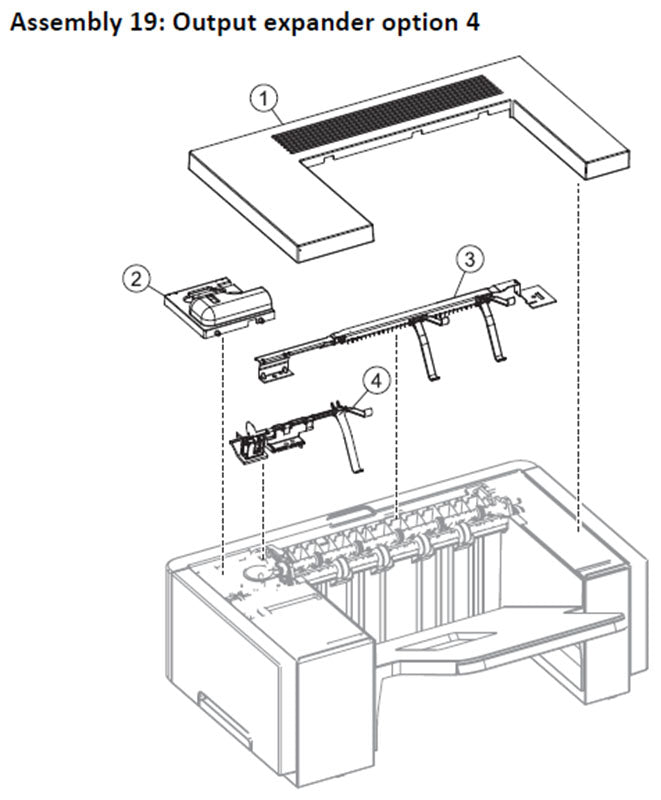 Lexmark MS710, MS711, MS810, MS811, MS812, MS817 output expander parts, drawing 4