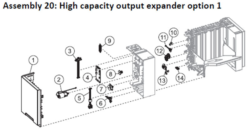 Lexmark MS710, MS711, MS810, MS811, MS812, MS817 high capacity output expander parts, drawing 1