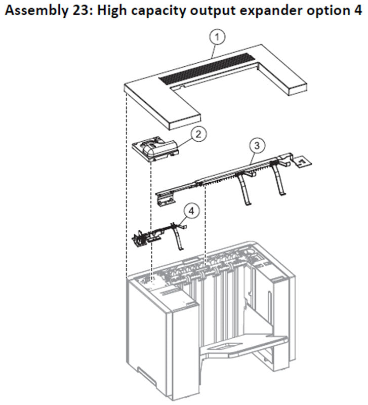 Lexmark MS710, MS711, MS810, MS811, MS812, MS817 high capacity output expander, drawing 4