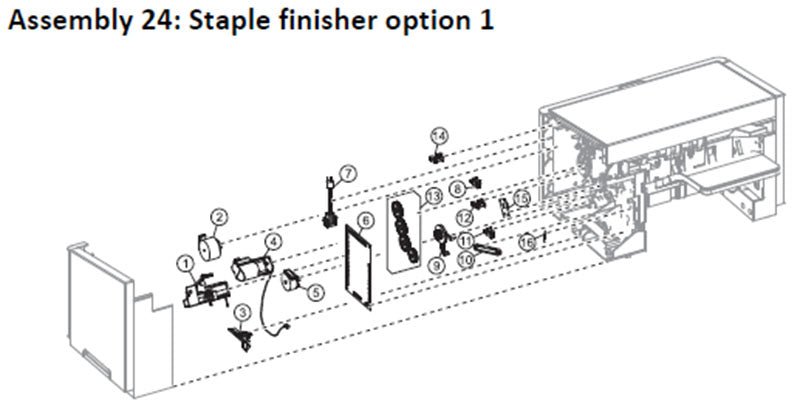 Lexmark MS710, MS711, MS810, MS811, MS812, MS817 staple finisher, drawing 1