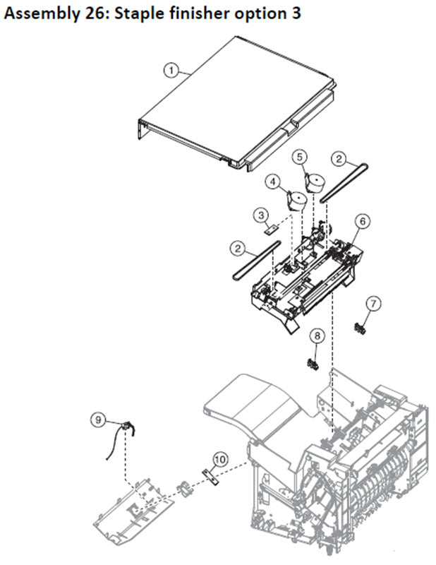 Lexmark MS710, MS711, MS810, MS811, MS812, MS817 staple finisher parts, drawing 3