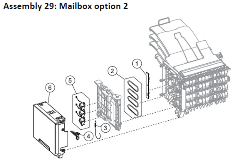 Lexmark MS710, MS711, MS810, MS811, MS812, MS817 mailbox option parts, drawing 2
