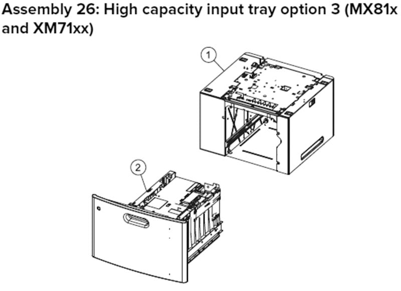 MX81X, XM71XX 2100 sheet feeder parts, drawing 1