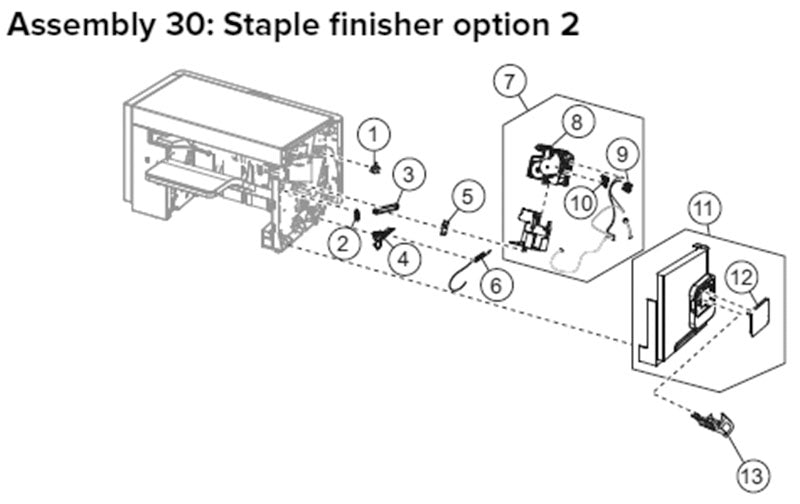 MX81X staple finisher parts, drawing 2