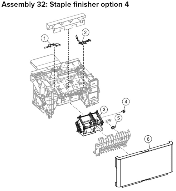 MX81X staple finisher option parts, drawing 4