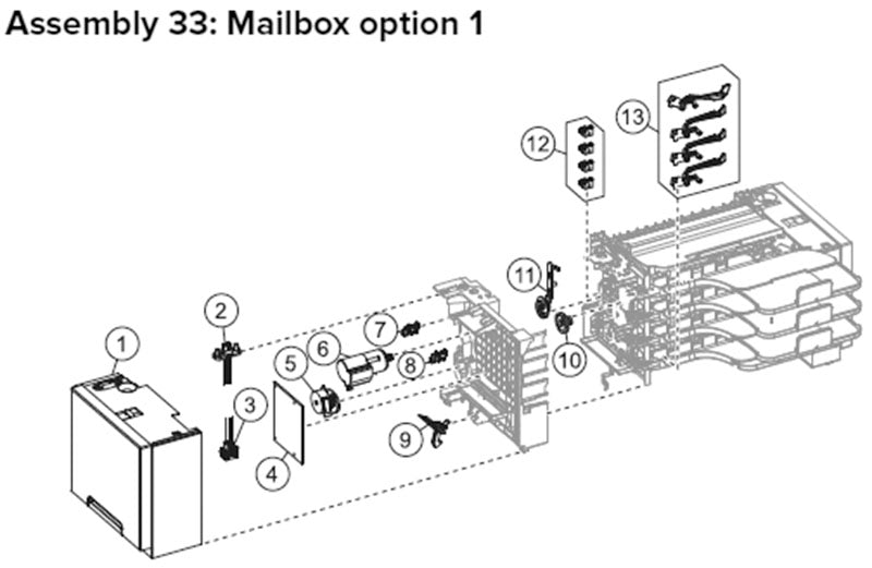 MX81X mailbox parts, drawing 1
