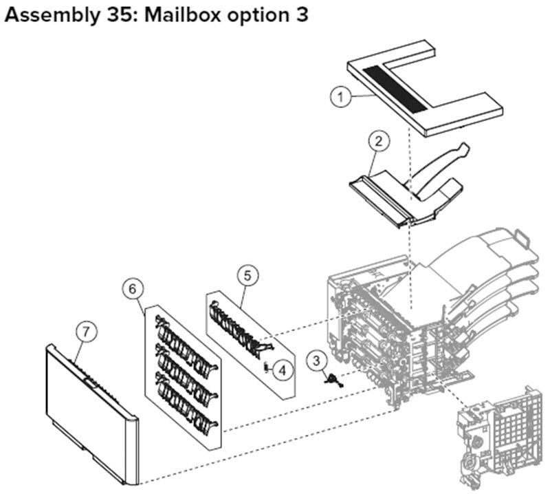 MX81X mailbox option parts list, drawing 3