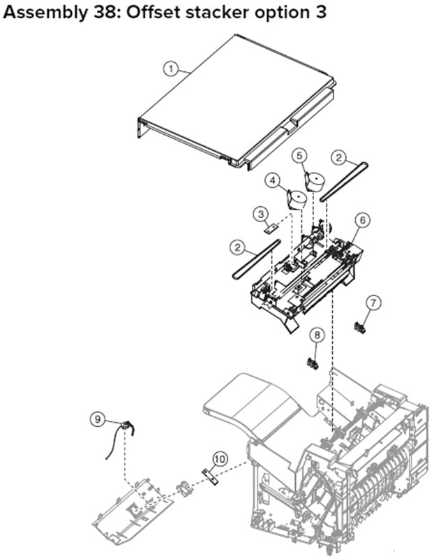 MX81X offset stacker parts, drawing 3