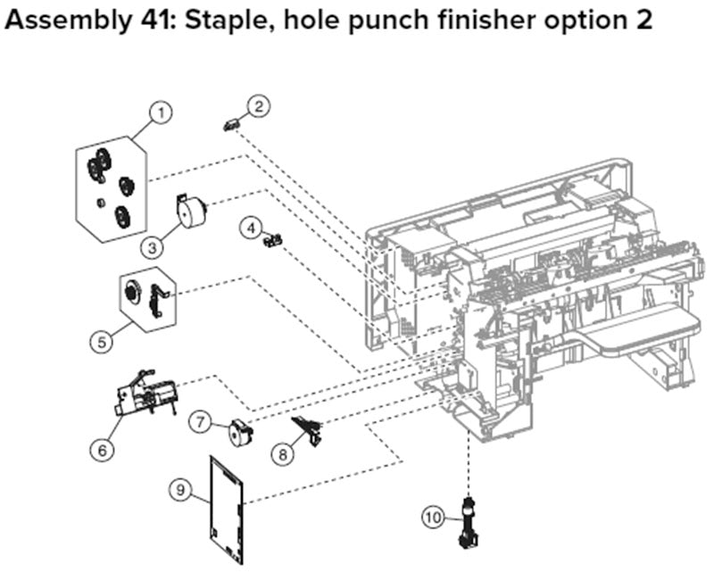 MX81X staple hole punch finisher, drawing 2