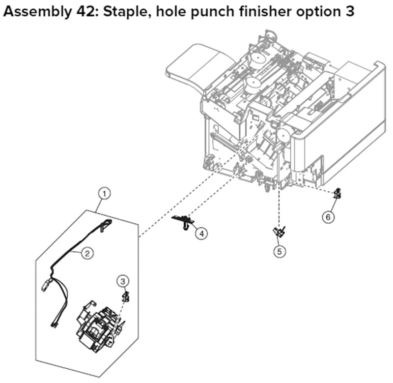 MX81X staple hole punch finisher, drawing 3