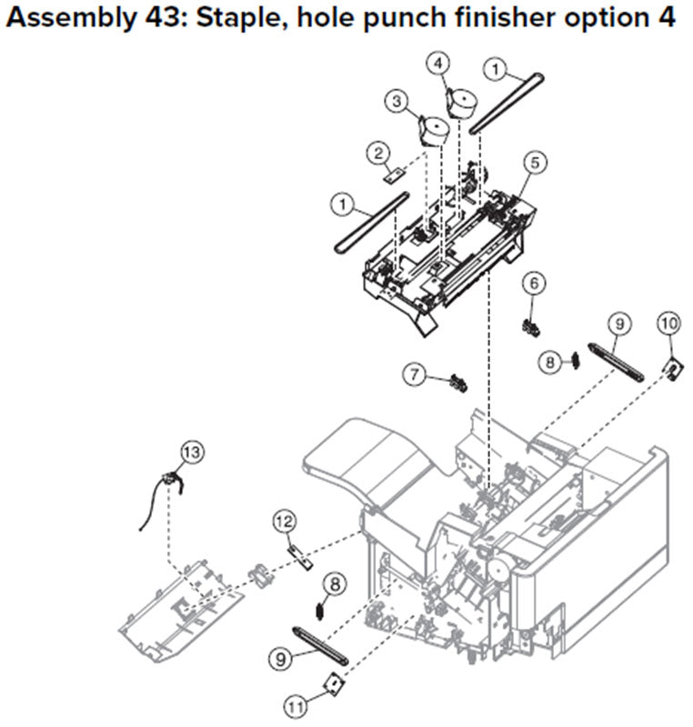 MX81X staple hole punch finisher, drawing 4