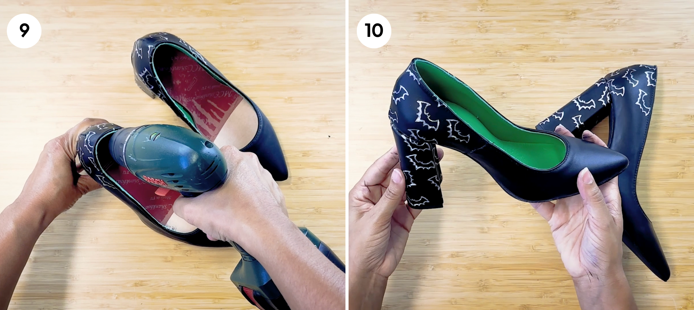 Step Nine and Ten - How To Make Halloween Shoes