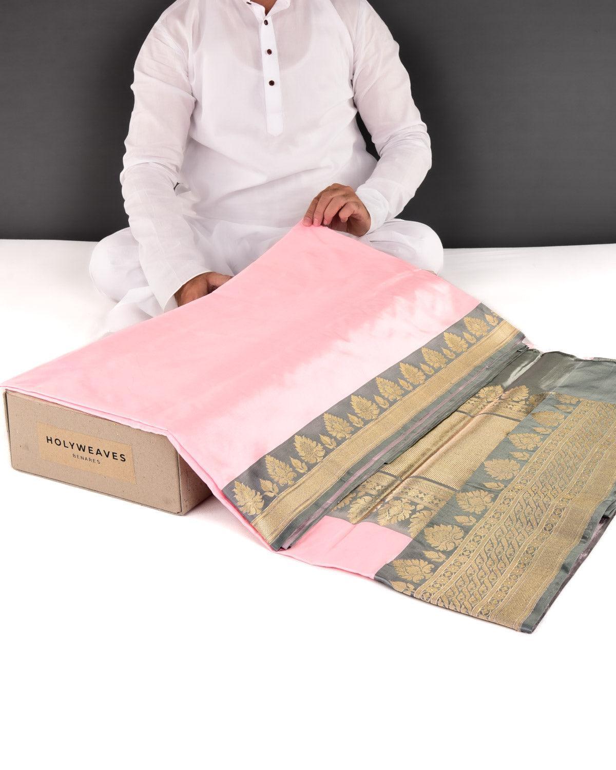 Pink Banarasi Brocade Handwoven Katan Silk Saree