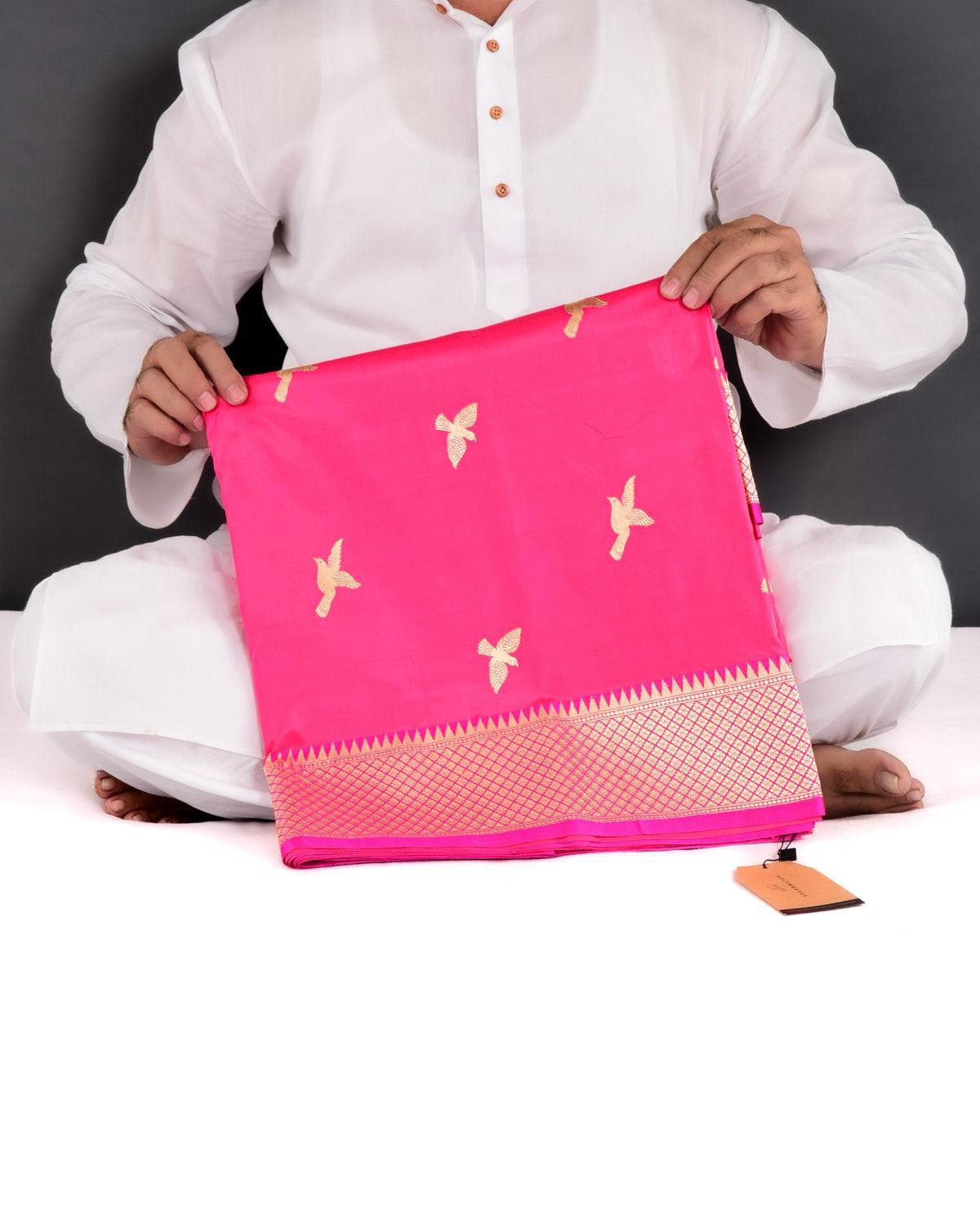 Rani Pink Banarasi Flight of Eagle Kadhuan Brocade Handwoven Katan Silk Saree