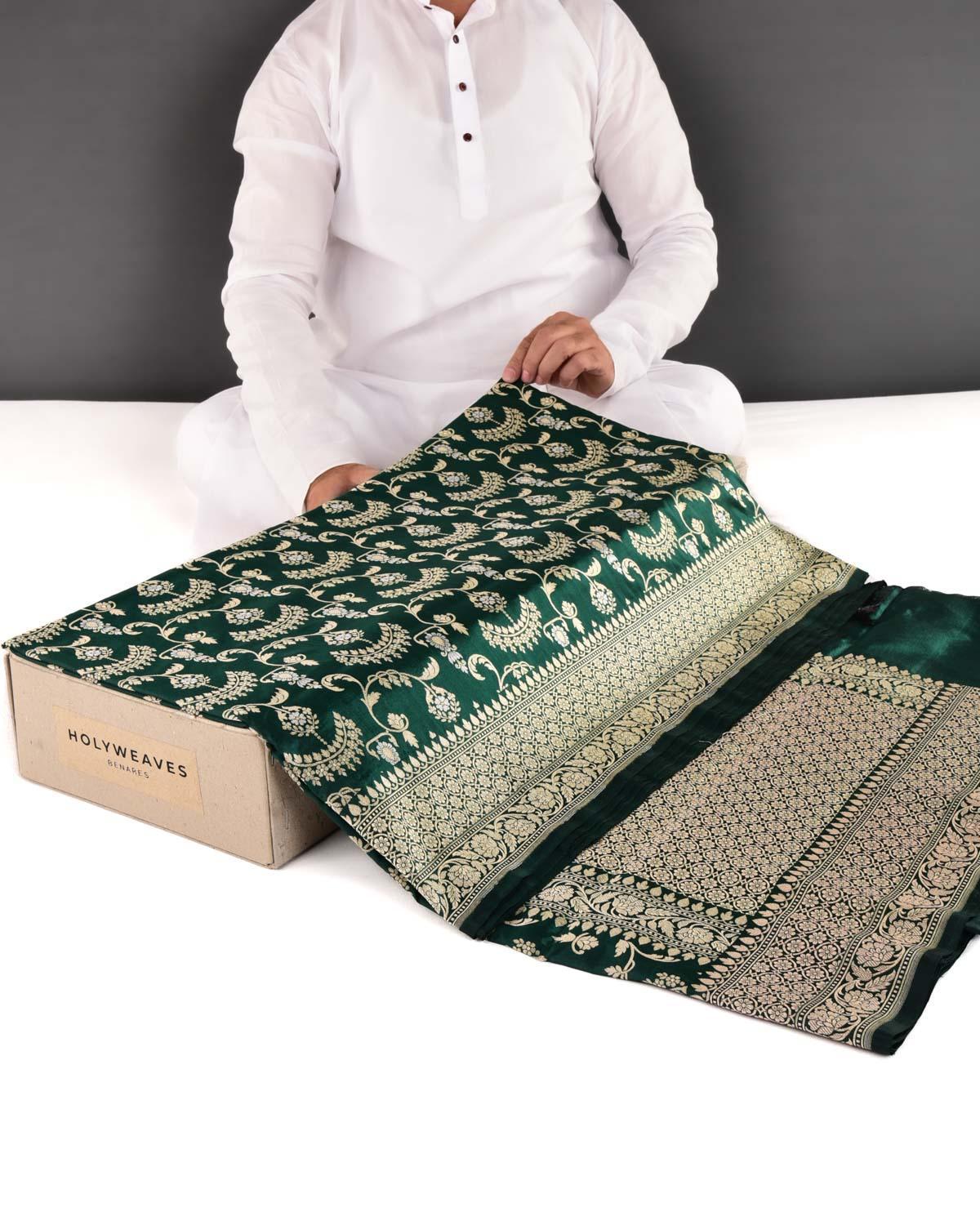 Sacramento Green Banarasi "Shringaar" Jaal Cutwork Brocade Handwoven Katan Silk Saree