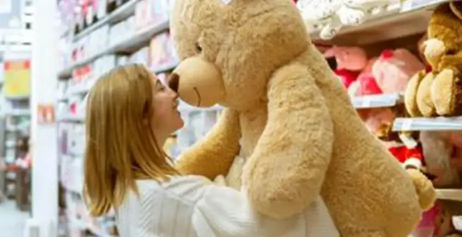 8 Reasons Why Adults Should Own Stuffed Toys- Love plush toy- Woman and big teddy bear