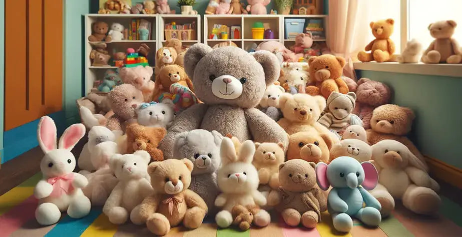 A pile of stuffed animals in the theme of most popular plush toys in 2024
