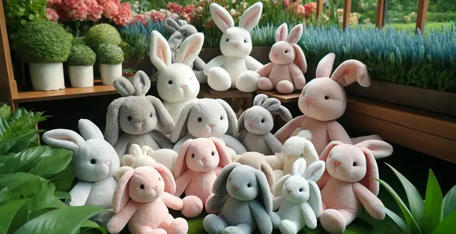 Famous stuffed animals collection featuring a lot of cute stuffed rabbits